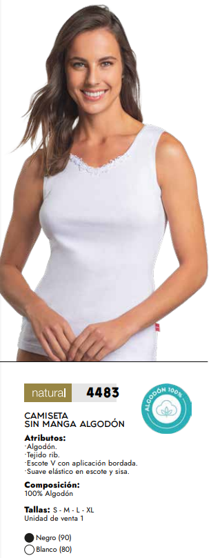 Camiseta Sin Mangas Blanca de Algodón