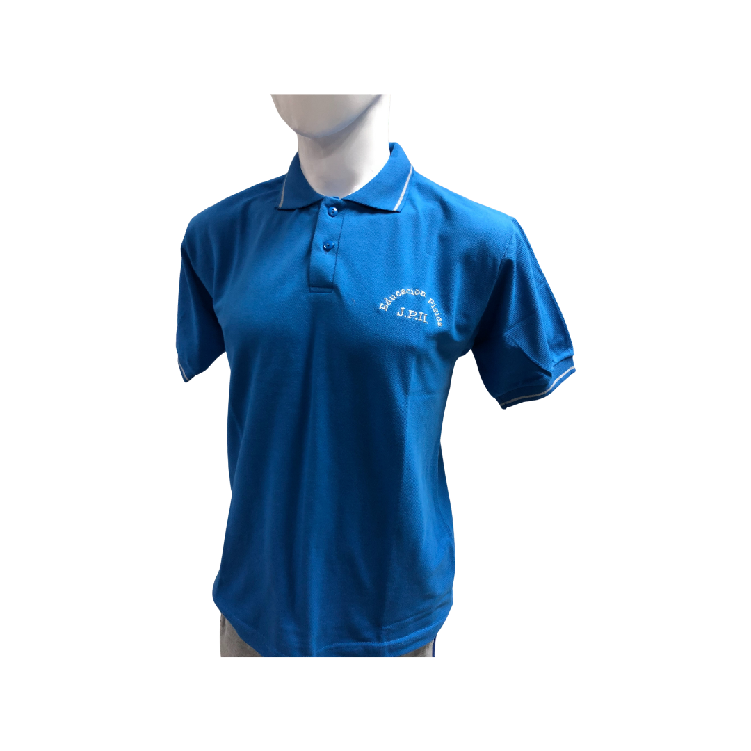 Polera Con Cuello Manga Corta Azul Unisex Colegio Juan Pablo II