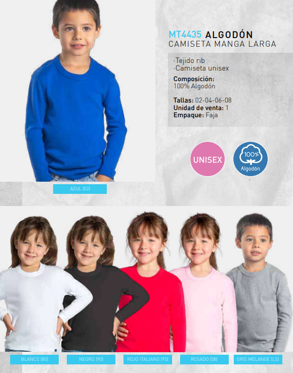 Camiseta Blanca Manga Larga de Algodón 4435