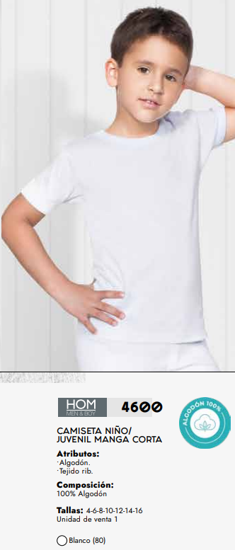 Camiseta Blanca 4600 Manga Corta