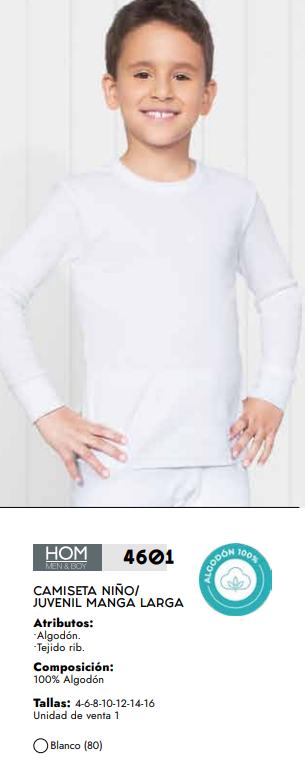 Camiseta Blanca Manga Larga 4601