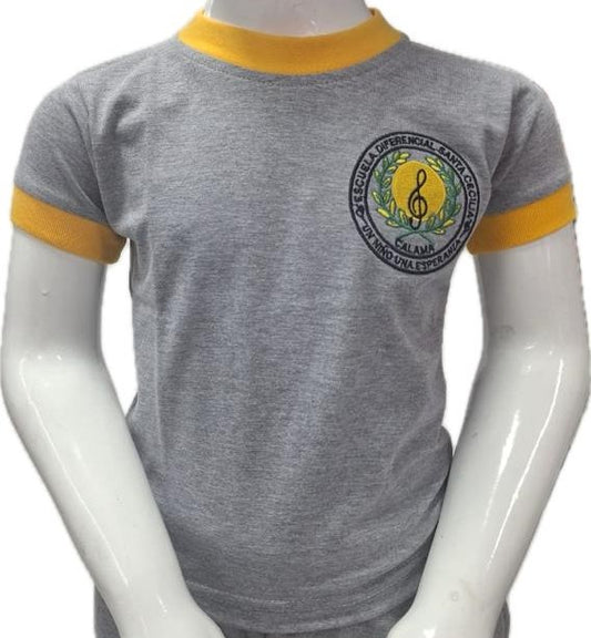 Polera Deportiva Manga Corta Amarillo Unisex Colegio Santa Cecilia